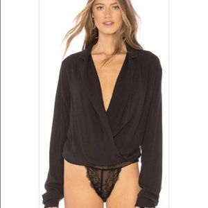 FREE PEOPLE deep v surplice bodysuit